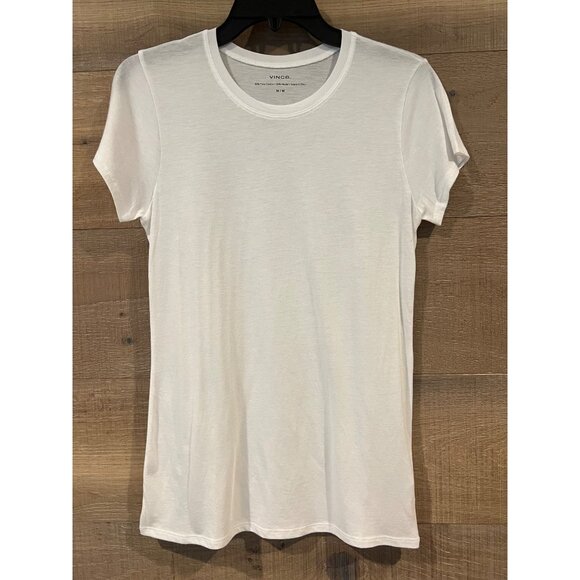 VINCE Essential white Pima Cotton Crew Neck T-Shirt Size M - Picture 3 of 6